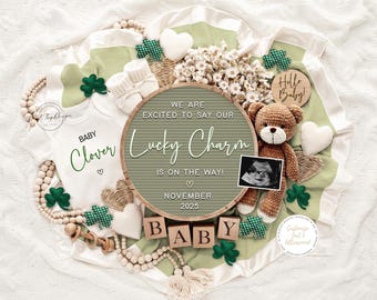 St. Patrick's Day Pregnancy Announcement: Lucky Charm, Gender Neutral (Digital)
