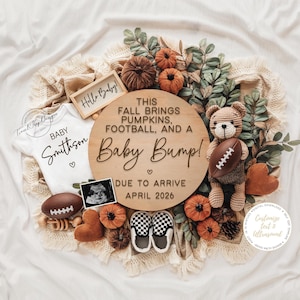 Fall Pregnancy Announcement Digital Baby Announcement Autumn Gender Neutral Reveal Girl Gender Reveal Boy Social Media Reveal Fall Pumpkin