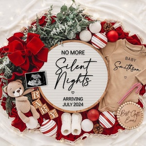 Christmas Pregnancy Announcement Holiday Digital Baby Announcement Editable Template Instant Download Girl Gender Reveal Silent Nights