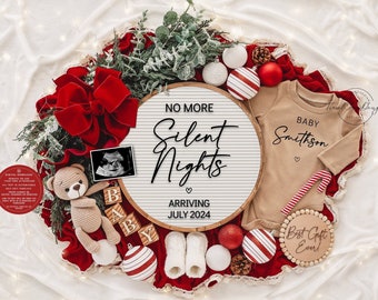 Christmas Pregnancy Announcement Holiday Digital Baby Announcement Editable Template Instant Download Girl Gender Reveal Silent Nights