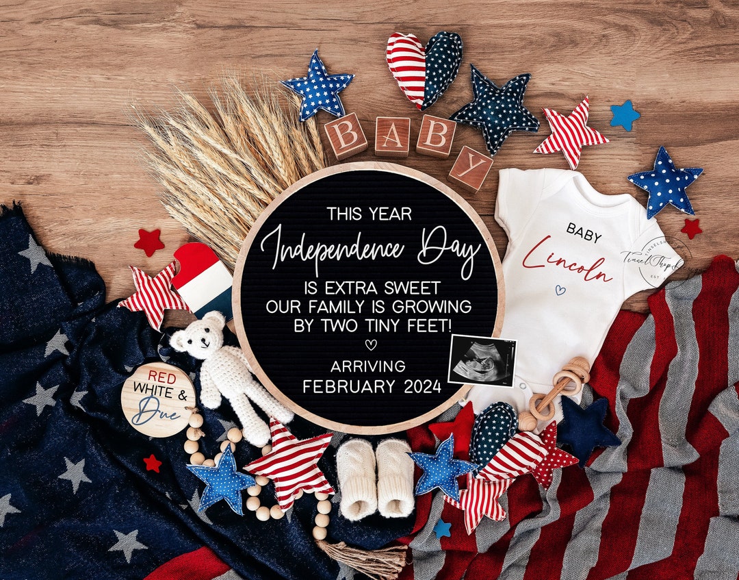Fourth of July Digital Pregnancy Announcement, Neutral Baby ...