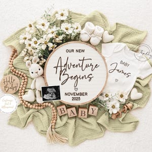 Spring Pregnancy Announcement, Digital Pregnancy Announcement Template, Baby Announcement, Instant Download, Baby Reveal, Adventure Begins
