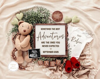Gender Neutral Pregnancy Announcement: Editable Adventure Theme (Digital Download)