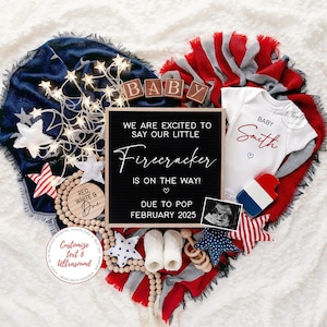 Fourth of July Pregnancy Announcement: Gender Neutral Firecracker (Digital Download)