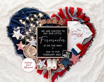 Fourth of July Pregnancy Announcement: Gender Neutral Firecracker (Digital Download)