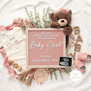 Baby Girl Pregnancy Announcement, Digital Baby Announcement, Gender Reveal, Social Media Reveal  Its a Girl, Spring Baby Girl, Pink Reveal