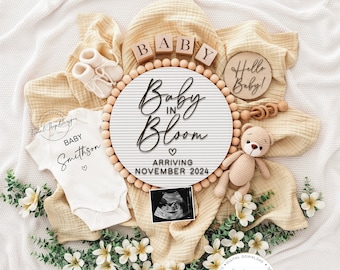 Baby in Bloom Pregnancy Announcement, Digital Baby Announcement, Social Media Reveal, Personalized baby announcement, Spring is in the Air