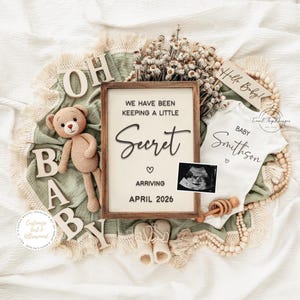 Neutral Pregnancy Announcement Template: Ultrasound Photo (Digital Download)