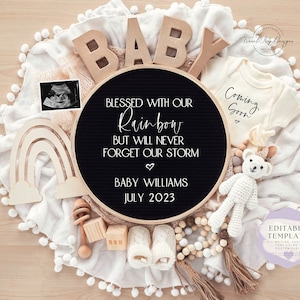 Rainbow Baby Pregnancy Announcement: Editable Social Media Template (Digital Download)