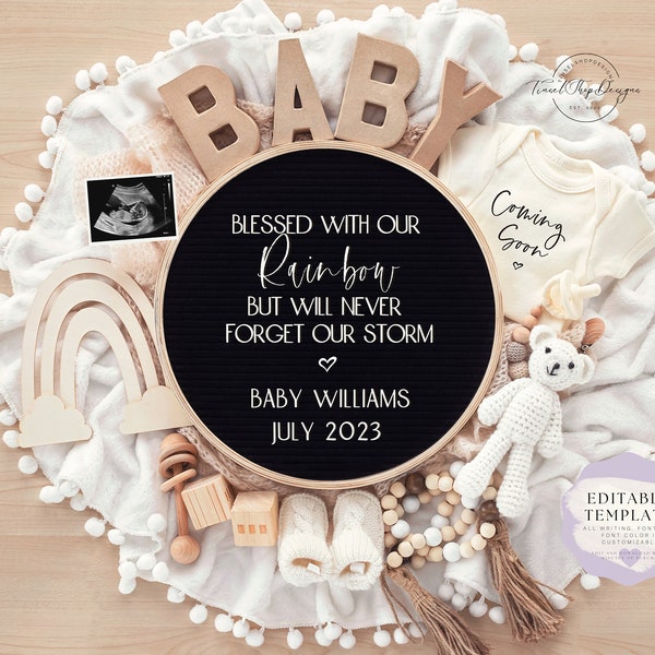 Rainbow Baby Pregnancy Announcement: Editable Social Media Template (Digital Download)