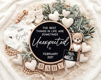 Unexpected Pregnancy Announcement, Teddy Bear Baby Reveal, Surprise Editable Template, Digital