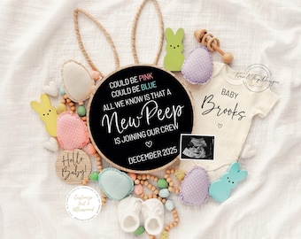 Faire-part de grossesse de Pâques : thème bohème peep (numérique)