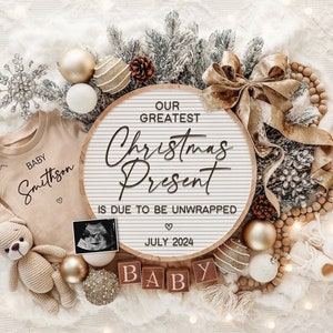 Christmas Pregnancy Announcement Holiday Digital Baby Announcement Editable Template Instant Download Girl Gender Reveal Christmas present