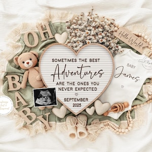 Pregnancy Announcement Template, Digital Pregnancy Announcement, Baby Announcement, Instant Download, Editable Baby Announcement, Adventures