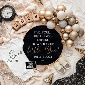 New Year Pregnancy Announcement: Gender Neutral, Editable Template (Digital Download)
