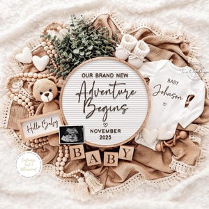 Pregnancy Announcement Template, Digital Pregnancy Announcement, Baby Announcement, Instant Download, Editable Template, New Adventure