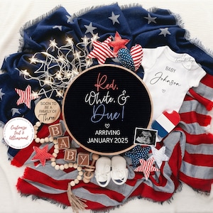Fourth of July Pregnancy Announcement: Red, White & Due (Digital Template)