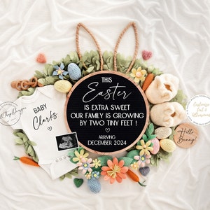 Easter Pregnancy Announcement Digital, Spring Baby Announcement, Gender Neutral Template, April Boho Reveal, Easter is Extra Sweet