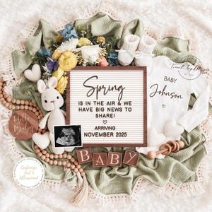 Spring Baby Announcement: Editable Pregnancy Reveal (Digital Download)