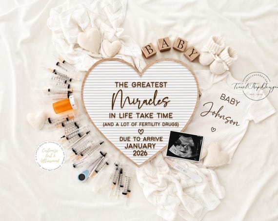 IVF Pregnancy Announcement Digital, Baby Announcement, Instant Download, Editable Template, Love & Science Baby Reveal, Miracle baby