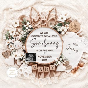 Easter Baby Announcement: Somebunny Reveal, Editable Template (Digital Download)