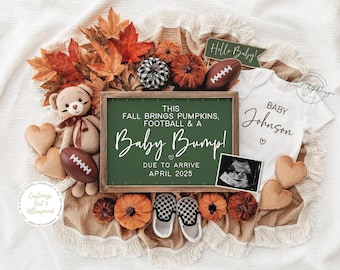 Fall Football Pregnancy Announcement: Editable Baby Reveal (Digital)