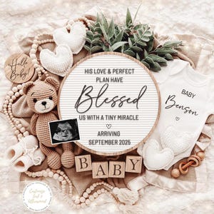 Pregnancy Announcement, Baby Announcement, Digital Pregancy Reveal, Editable Template, Instant Download, Religious Announcement, Minimalist
