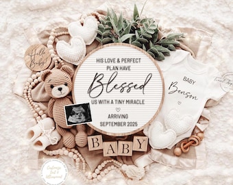 Pregnancy Announcement, Baby Announcement, Digital Pregancy Reveal, Editable Template, Instant Download, Religious Announcement, Minimalist