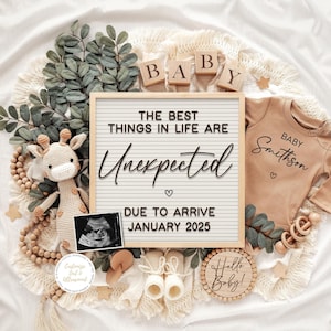 Digital Pregnancy Announcement, Gender Neutral Baby Announcement, Downloadable Editable Template, Social Media Reveal, Unexpected