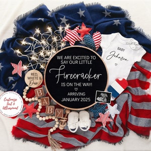Fourth of July Pregnancy Announcement: Little Firecracker (Digital Template)