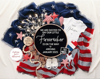 Fourth of July Pregnancy Announcement: Little Firecracker (Digital Template)