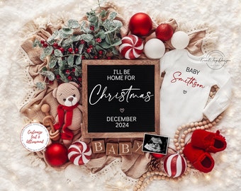 Christmas Pregnancy Announcement: Editable Holiday Baby Reveal (Digital Download)