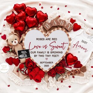 Valentines Pregnancy Announcement: Roses are Red, Baby Reveal (Digital Download)