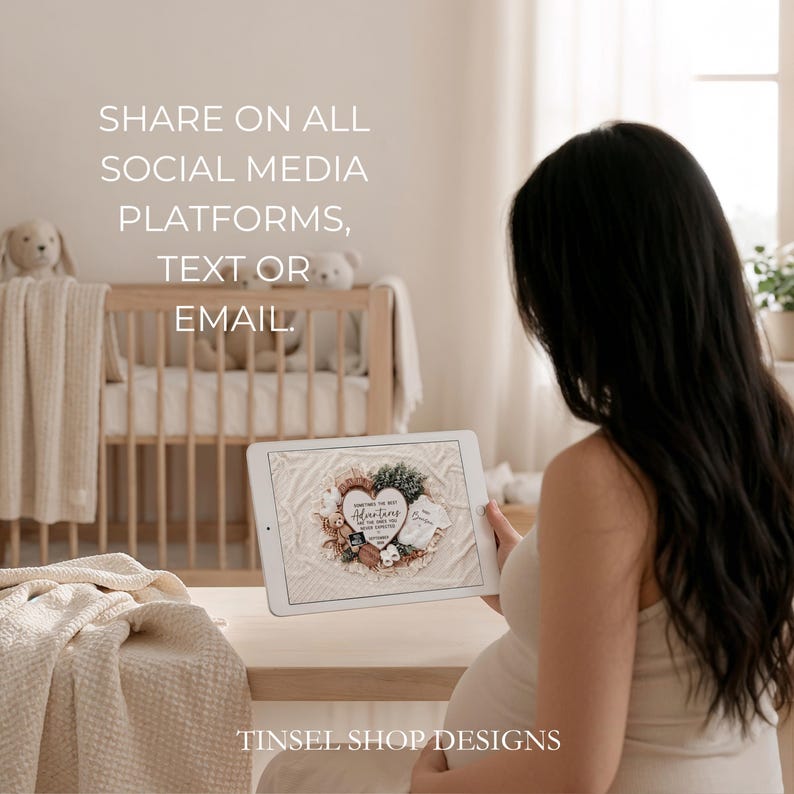 Pregnancy Announcement Template, Digital Pregnancy Announcement, Baby Announcement, Instant Download, Editable Baby Announcement, Secret image 6