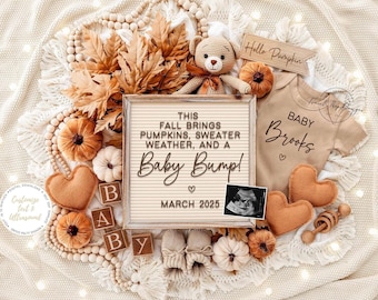 Fall Pregnancy Announcement: Gender Reveal, Baby Bump (Digital)