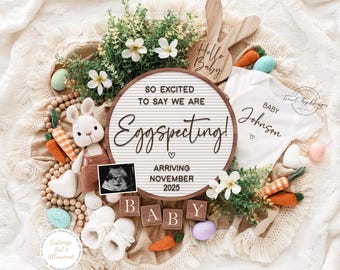 Easter Pregnancy Announcement, Eggspecting Baby Reveal (Digital Download)