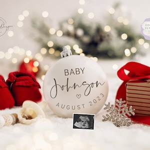 Christmas Digital Pregnancy Announcement \ Editable Template\ Baby Announcement \ Holidays\ Ornament \ Christmas Baby