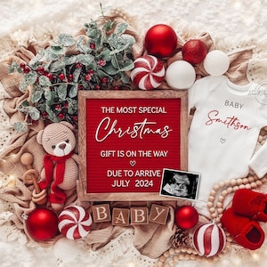 Christmas Pregnancy Announcement Holiday Digital Baby Announcement Editable Template Instant Download Girl Gender Reveal Special Gift