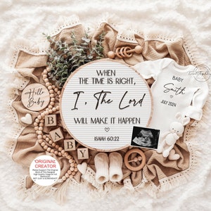 Pregnancy Announcement Digital Baby Announcement Instant Social Media Reveal Idea Neutral Baby Announcement Religious Scripture Lord