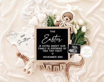 Easter Pregnancy Announcement: Editable Baby Reveal (Digital Download)