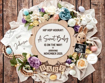 Easter Pregnancy Announcement: Gender Neutral Editable Template (Digital Download)