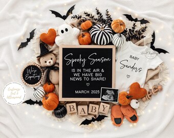 Halloween Pregnancy Announcement: Spooky Season Baby Reveal (Digital Download)