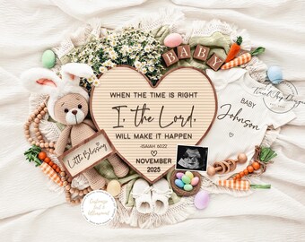 Religious Easter Pregnancy Announcement, Baby Announcement, Digital Pregnancy Announcement Template, Instant Baby Revael, Isaiah 60:22