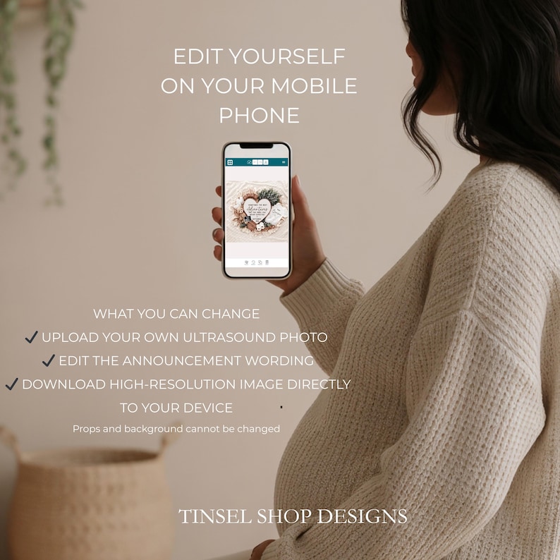 Pregnancy Announcement Template, Digital Pregnancy Announcement, Baby Announcement, Instant Download, Editable Baby Announcement, Secret image 3