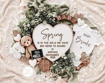Spring Pregnancy Announcement, Customizable Text, Ultrasound (Digital Download)