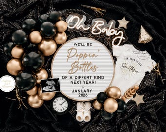 New Year Pregnancy Announcement: Editable Baby Reveal (Digital Download)