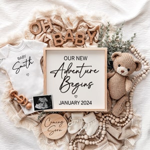 Digital Pregnancy Announcement Gender Neutral Baby Announcement Social Media Reveal Instant Editable Template Second Adventure Begins