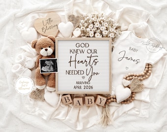 Religious Pregnancy Announcement: Gender Neutral, Editable Template (Digital Download