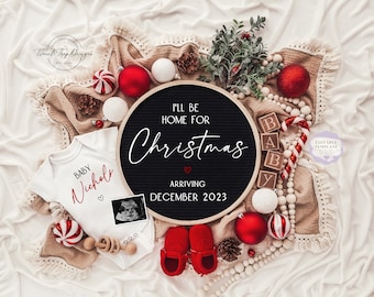 Christmas Pregnancy Announcement: Gender Neutral, Editable Template (Digital Download)