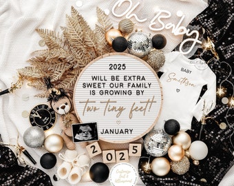 2025 New Year Pregnancy Announcement: Editable Digital Download